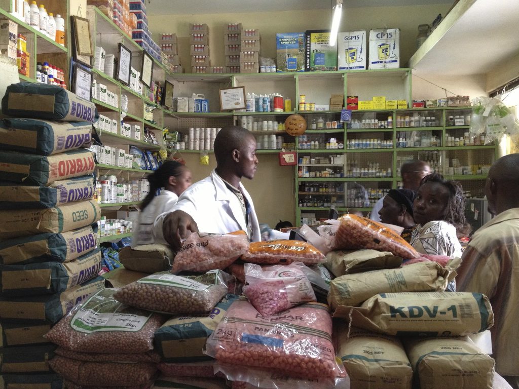Farmers purchase seed from an agro-dealer in Machakos, Kenya. (Photo: Market Matters Inc.)