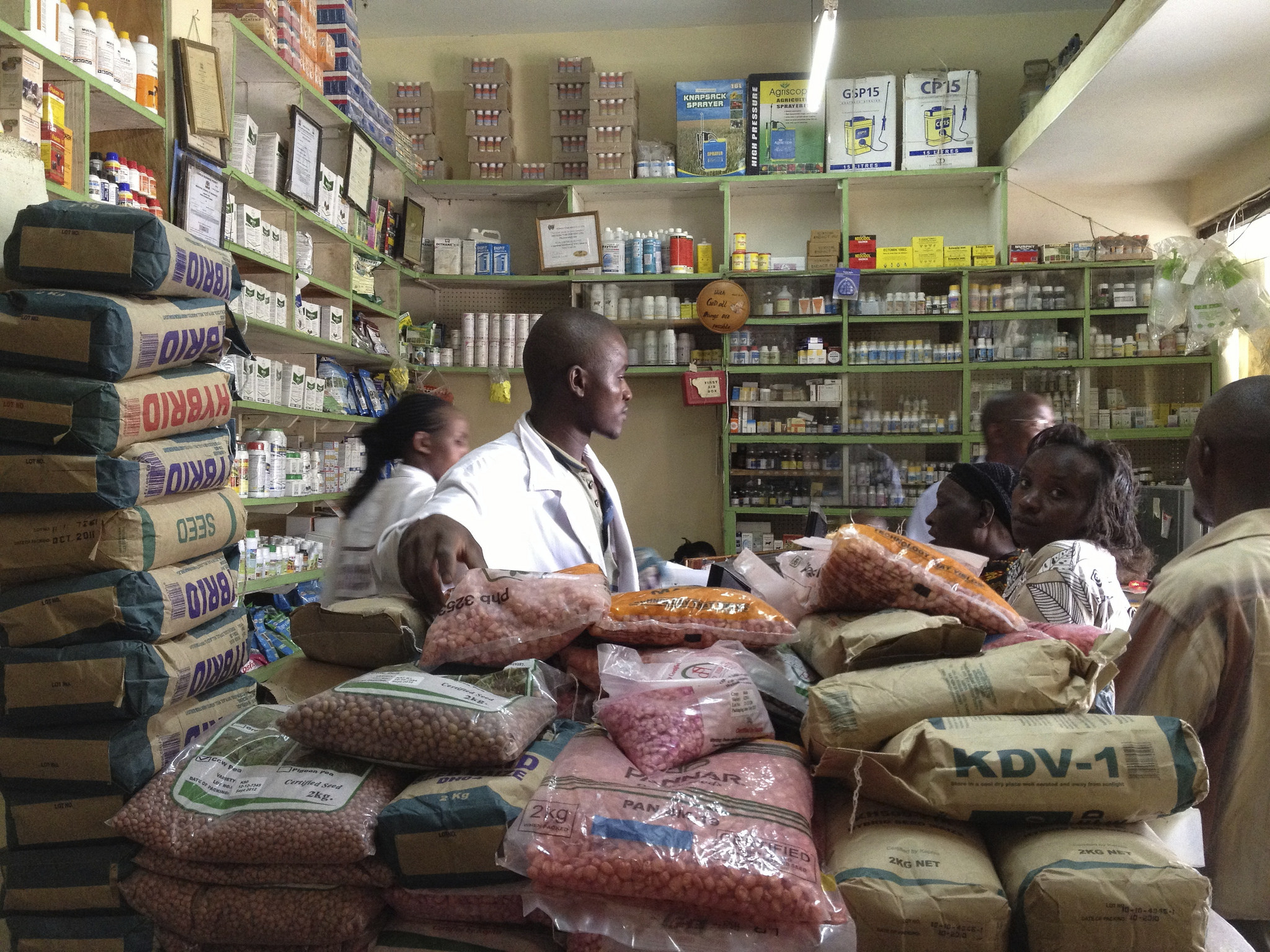 Farmers purchase seed from an agro-dealer in Machakos, Kenya. (Photo: Market Matters Inc.)