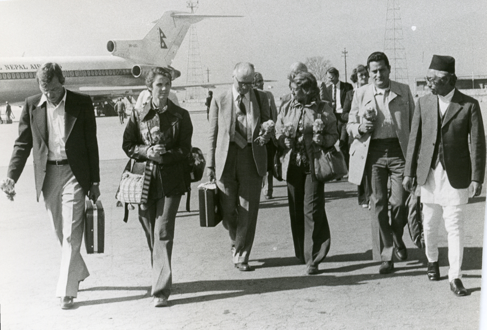 Maximino Alcalá de Stefano (second from right) worked closely with Nobel Prize winner Norman Borlaug (third from left). In the photo, a group of CIMMYT Scientists during a visit to Nepal in 1978. (Photo: CIMMYT)