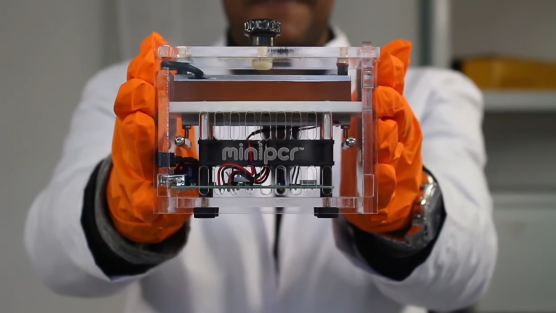 A researcher holds an element of the MARPLE Diagnostics kit. (Video: John Innes Centre)