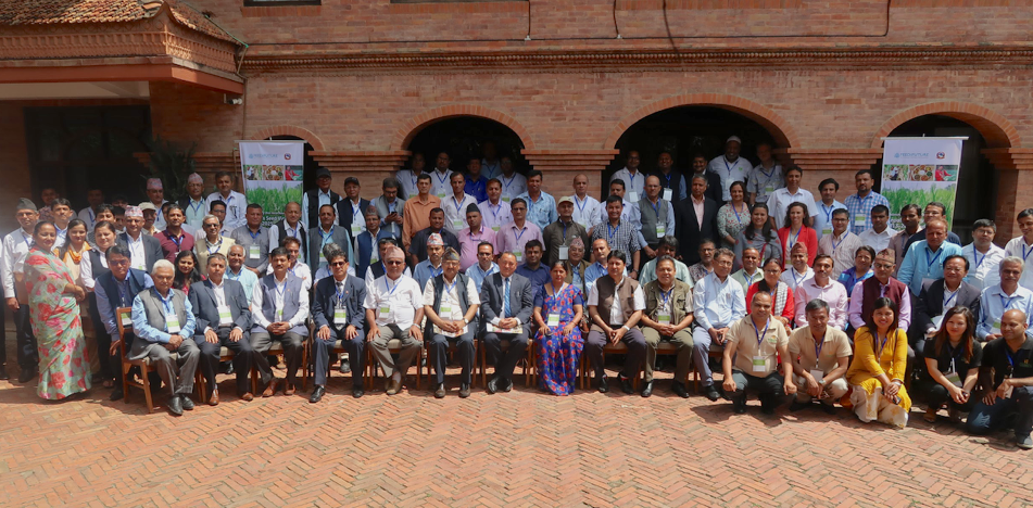 Participants of the preliminary mid-term review of the National Seed Vision 2013-2025 workshop stand for a group photo. (Photo: Bandana Pradhan/CIMMYT)