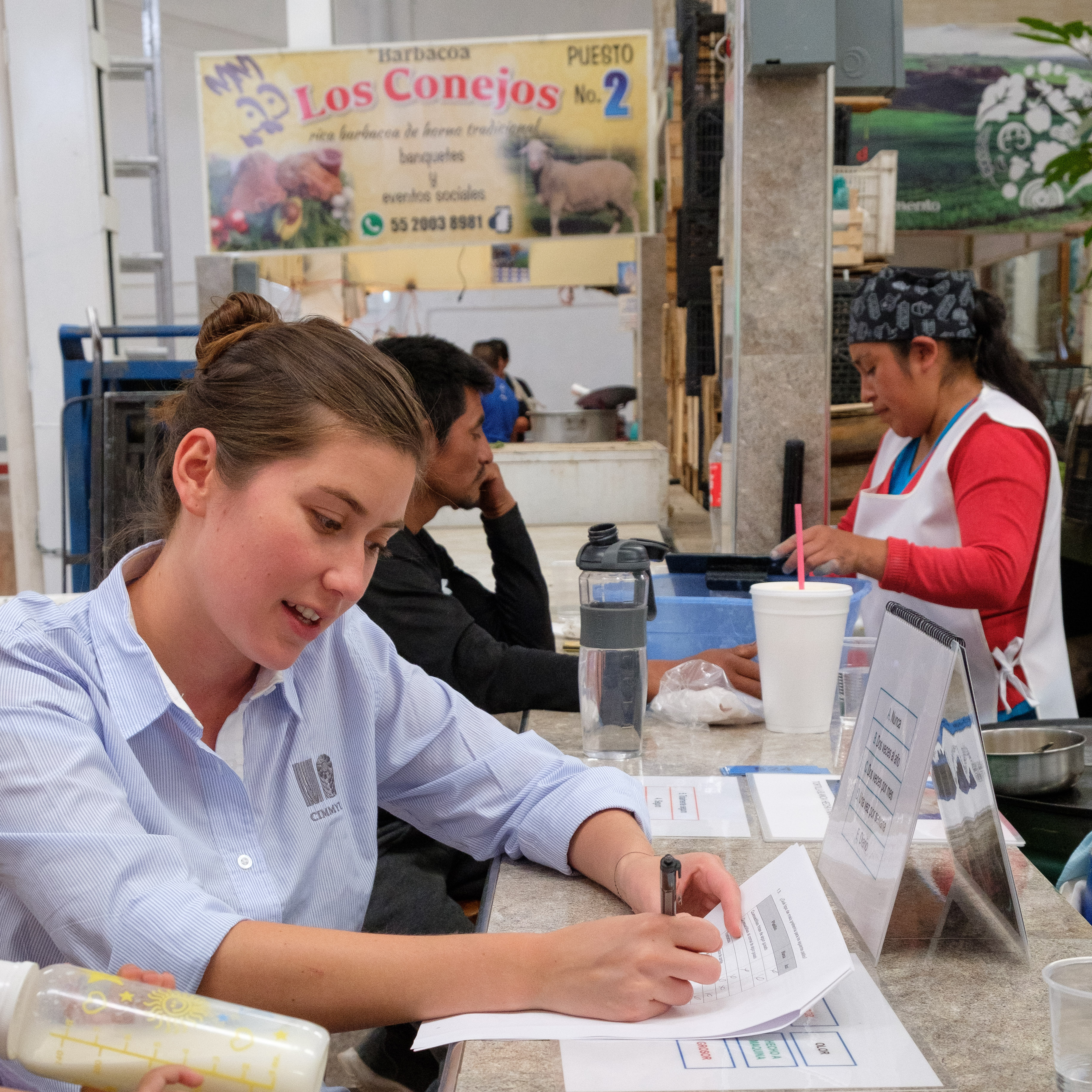 “There is a certain pride in the blue tortilla. As Mexicans, the tortilla is something that brings us together,” said Mariana Garcia Medina, research assistant and interviewer. (Photo: Carolyn Cowan)