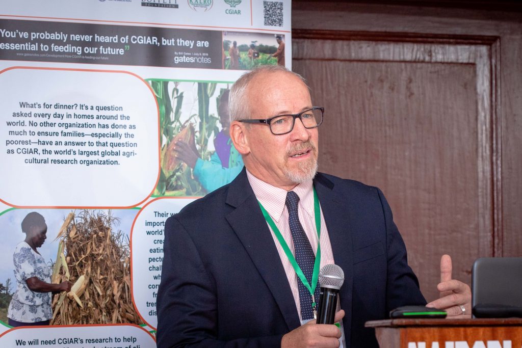 Joseph DeVries, President of Seed Systems Group, addresses participants at the “Gender dynamics in seed systems in sub-Saharan Africa” workshop. (Photo: Kipenz Films/CIMMYT)