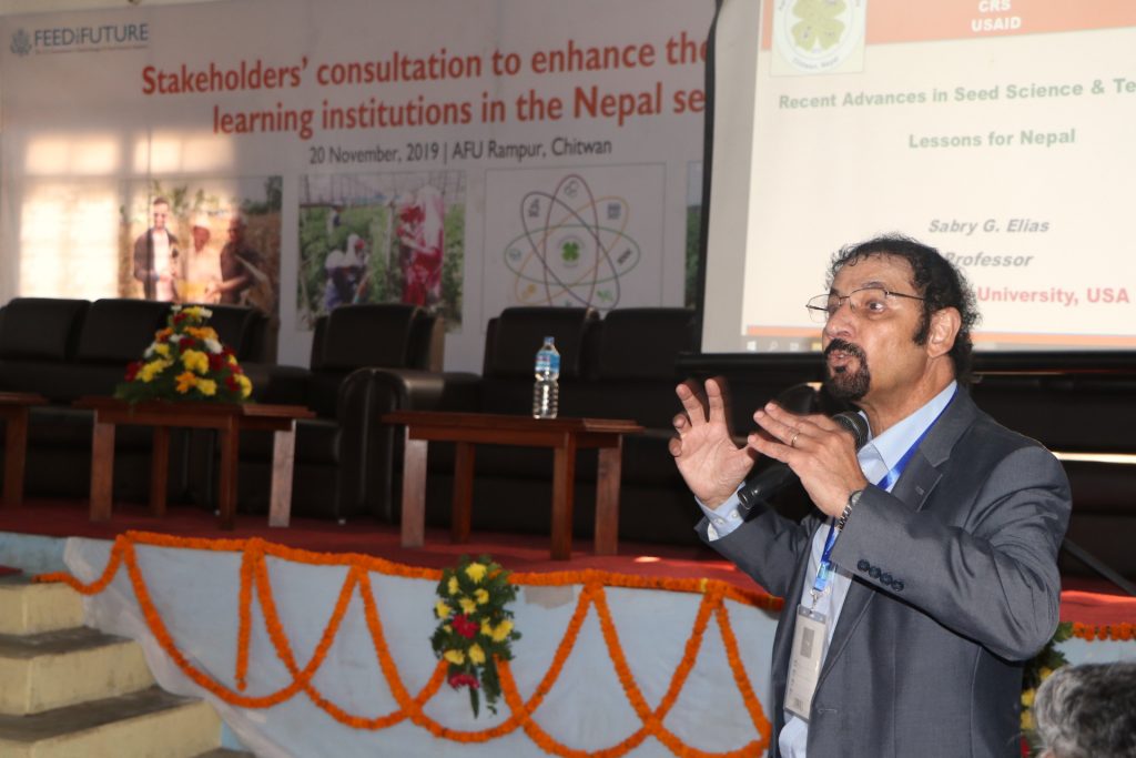 Sabry Elias, Oregon State University, talks about the importance of critical thinking to bring innovations to the seed sector. (Photo: Bandana Pradhan/CIMMYT)