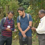 Participants and instructors of the Fighting Back Against Fall Armyworm trainings participate in a field session to work with the Fall Armyworm Monitor web app in Chauadanga, Bangladesh. (Photo: Uttam Kumar/CIMMYT)