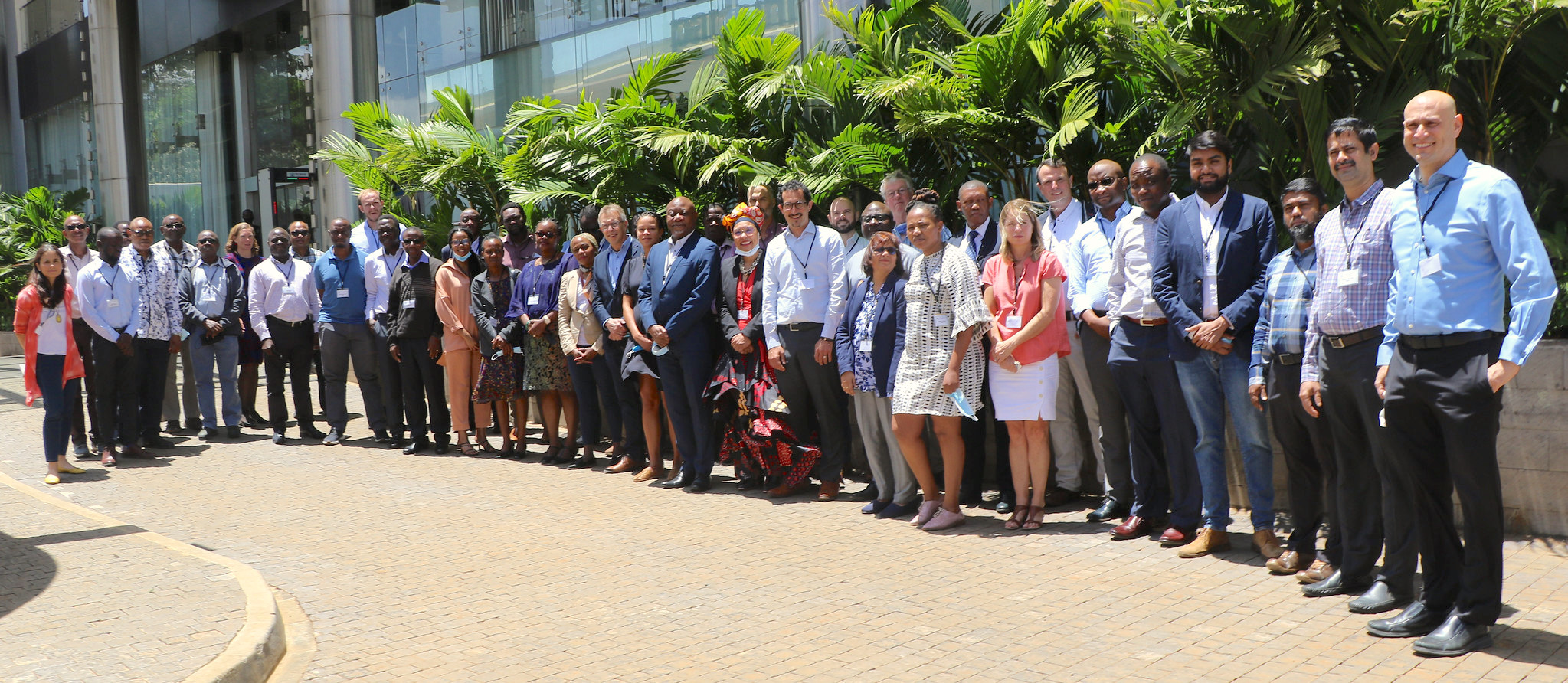 Participants of the kick-off meeting for the Ukama Ustawi Initiative stand for a group photo in Nairobi, Kenya. (Photo: Mwihaki Mundia/ILRI)