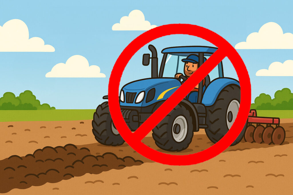 Este campesino está removiendo la tierra, lo que la hace más fácil de erosionar. (Imagen: Open AI)