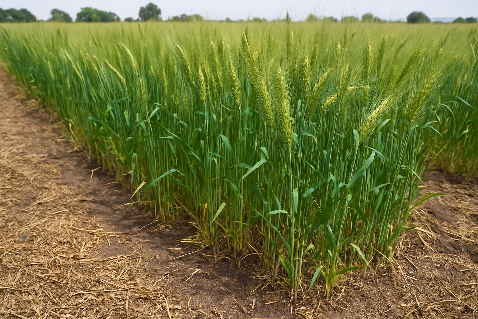 Cebada sembrada sobre rastrojo de sorgo: conservación del suelo y uso eficiente del agua. (Foto: Open AI, ChatGPT)