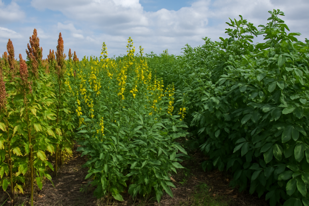 Quinoa, crotalaria y chícharo gandul (Foto: Open AI, ChatGPT)