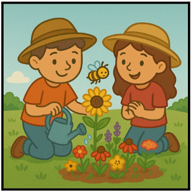 ¡Tú también puedes sembrar flores para ayudar a proteger a nuestros polinizadores! (Imagen: Open AI, ChatGPT)