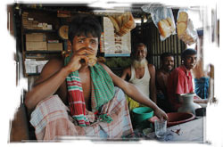 M Kazal in his roadside tea stand. 'I feel better as a landowner.