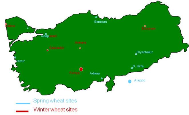 Figure 1. Location of IWWIP breeding sites inTurkey.