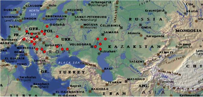 Figure 2. Location of the International Nurseries testing sites.