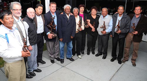 From left to right: José Juan Ramírez (1974-2014); Hans Braun; John Snape; Roberto Javier Peña (1971-2013); Guillermo Ortiz-Ferrara (1971-2010); Sanjaya Rajaram; Alfredo Valencia (1975-2013); María Dolores Mir (1971-2013); María Luisa Gómez (1974-2013); José Daniel De Teodoro (1969- 2013); Vicente Morales(1969-2013) and Ramón Gil Montoya (1969-2011). Photo: Mike Listman