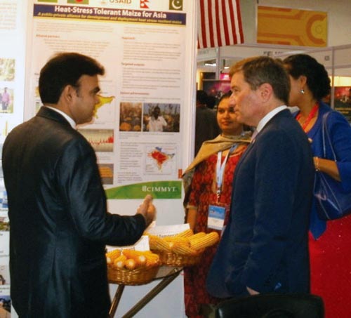 Dr. P.H. Zaidi discusses the HTMA project with the U.S. Assistant Secretary of State for Economic and Business Affairs and USAID-India Officials. Photo: K. Seetharam/ CIMMYT
