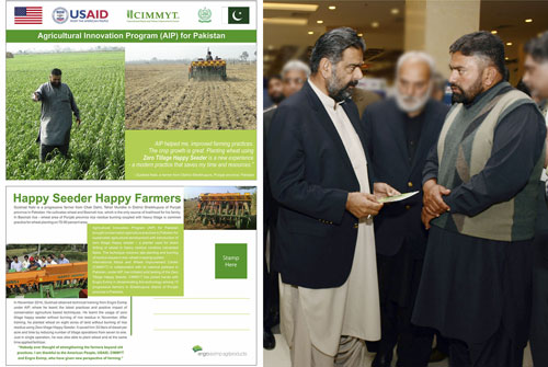 Farmer Chand sharing his experience with Sikandar Hayat Bosan (left), Pakistan’s Federal Minister of Food Security & Research.Photo: Amina Nasim Khan