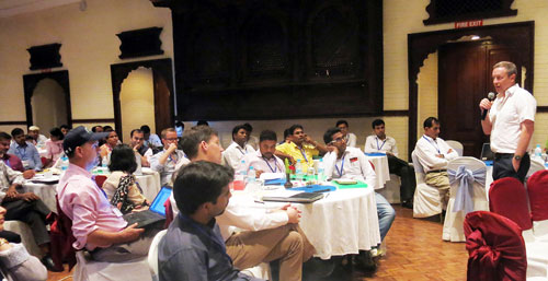 Andrew McDonald, CSISA Project Leader, speaks at CSISA’s planning and evaluation meeting in Kathmandu, Nepal. Photo: Ashwamegh Banerjee