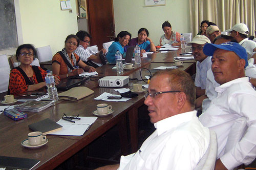 Workshop participants in discussion at CIMMYT-Nepal.