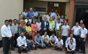 Martin Kropff and Nynke Kropff- Nammensma with CIMMYT-Bangladesh staff. Photo: Utam Barman/CIMMYT