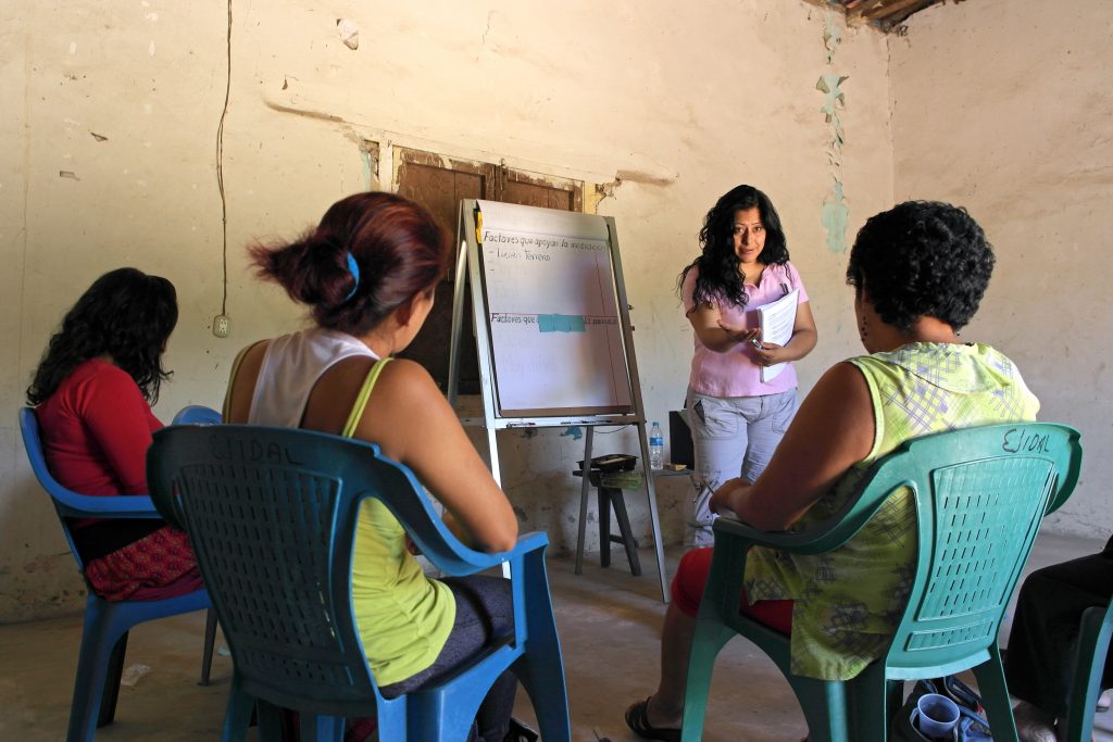 Researcher Gloria Martinez leads a focus group of women in Chiapas, Mexico. 