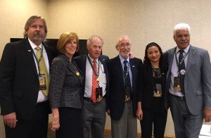 Roy Cantrell, Jeannie Borlaug Laube, Perry Gustafson, Jessie Dubin, Manel Othmeni , Amor Yahyaoui, panelists from the global wheat community on the "Training for the Future" session at World Food Prize Borlaug Dialogue. 