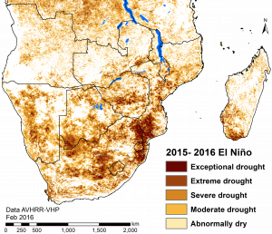 Drought in southern Africa caused by El Niño. CIMMYT/GIS Lab