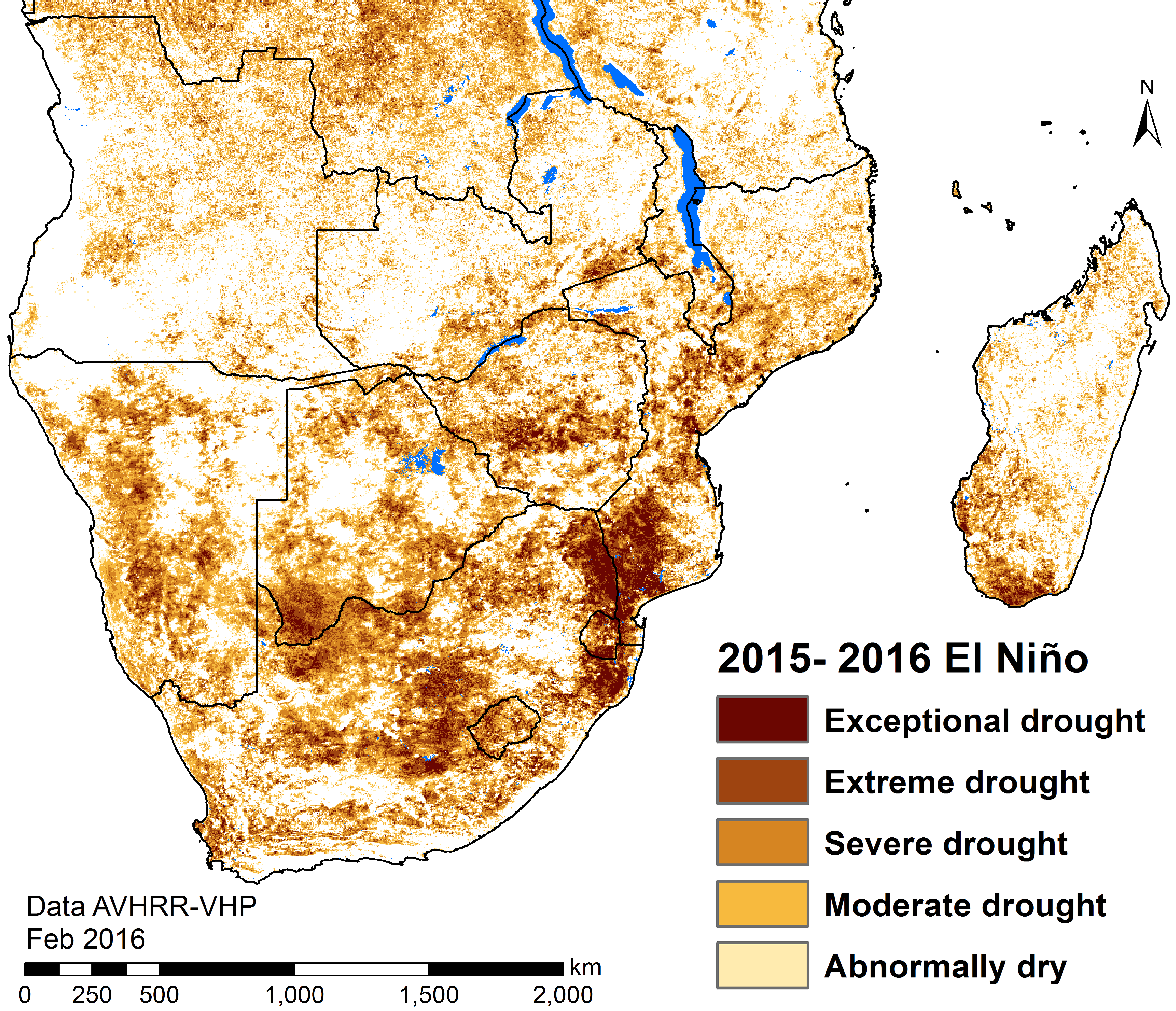Drought in southern Africa caused by El Niño. CIMMYT/GIS Lab