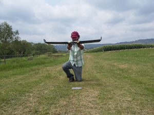 Preparing for radiometric calibration for Multispectral flight over maize Tar Spot Complex disease screening; CIMMYT’s station, Agua Fria, Mexico. April 2016 Photo: CIMMYT archives.