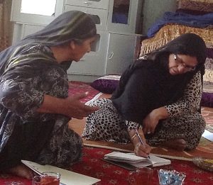 Afghan women from wheat farming villages in focus-group interviews as part of Gennovate, a global study on gender and agricultural innovation. Photo: CIMMYT archives