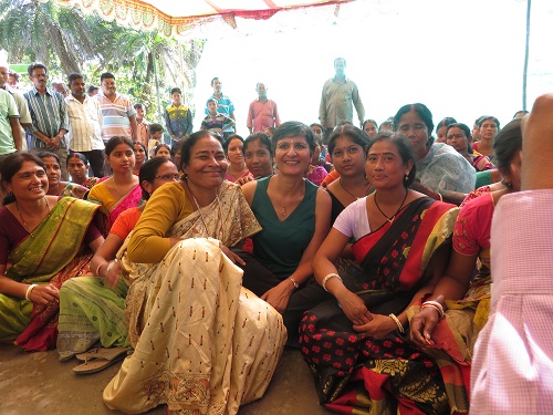 Australian High Commissioner to India, Harinder Sidhu, sitting with a local women's group. Photo courtesy of SRFSI program.