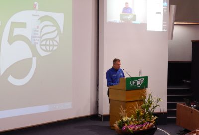 Martin Kropff, Director General del CIMMYT, resalta las principales características de la nueva variedad con la esperanza de incrementar su adopción por parte de agricultores y consumidores. Foto: Andrea Carvajal.