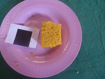 A slice of traditional bread called dabbo made from yellow QPM served for sensory evaluation. Photo: CIMMYT